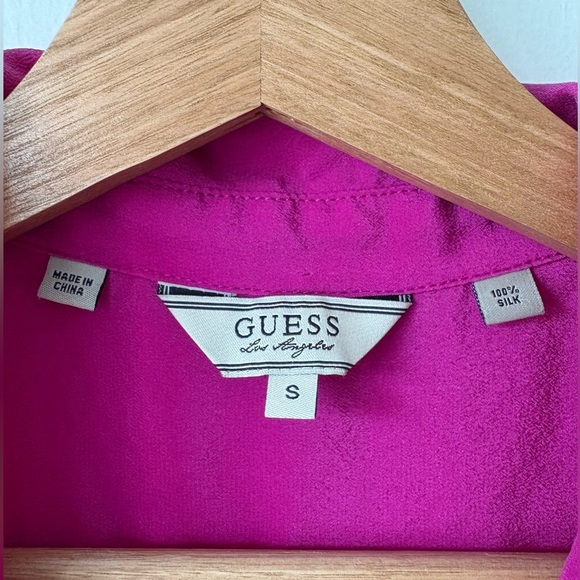 Guess Silk Fuchsia Sleeveless Blouse | Size Small - Picture 7 of 8
